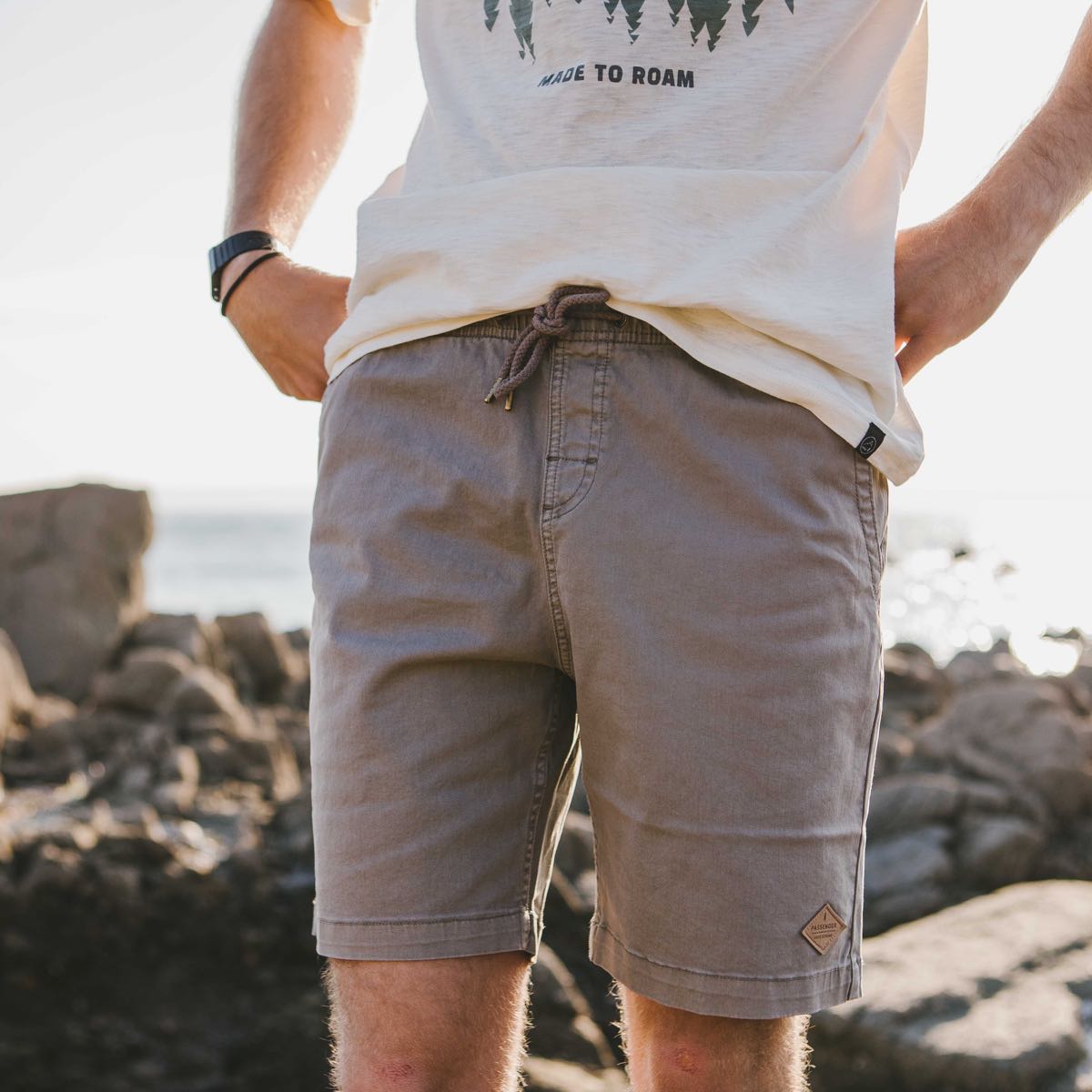 Mens Corduroy Drawcord Shorts - Taupe