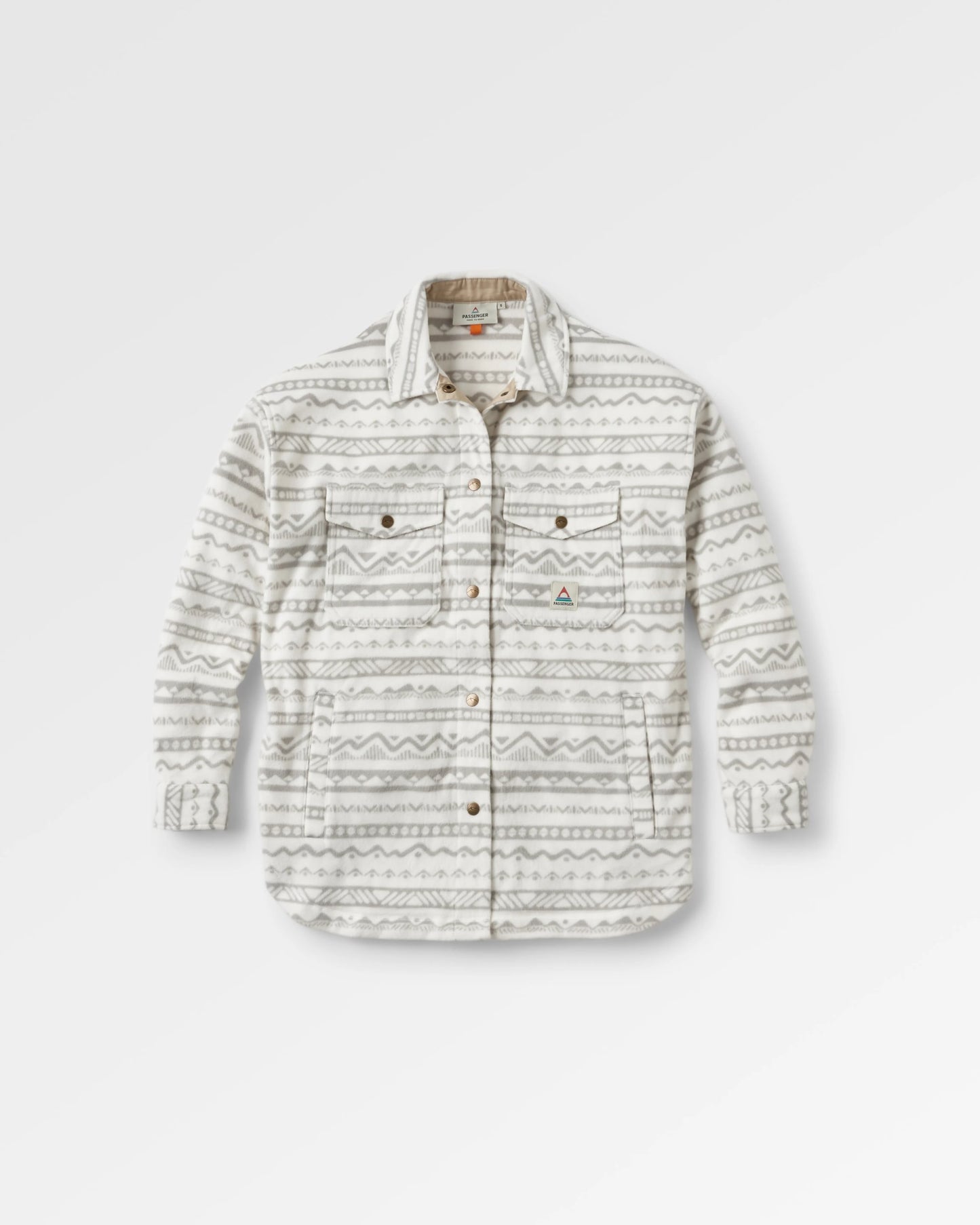 East Recycled Polar Fleece Shirt - Mountain Geo Vintage White