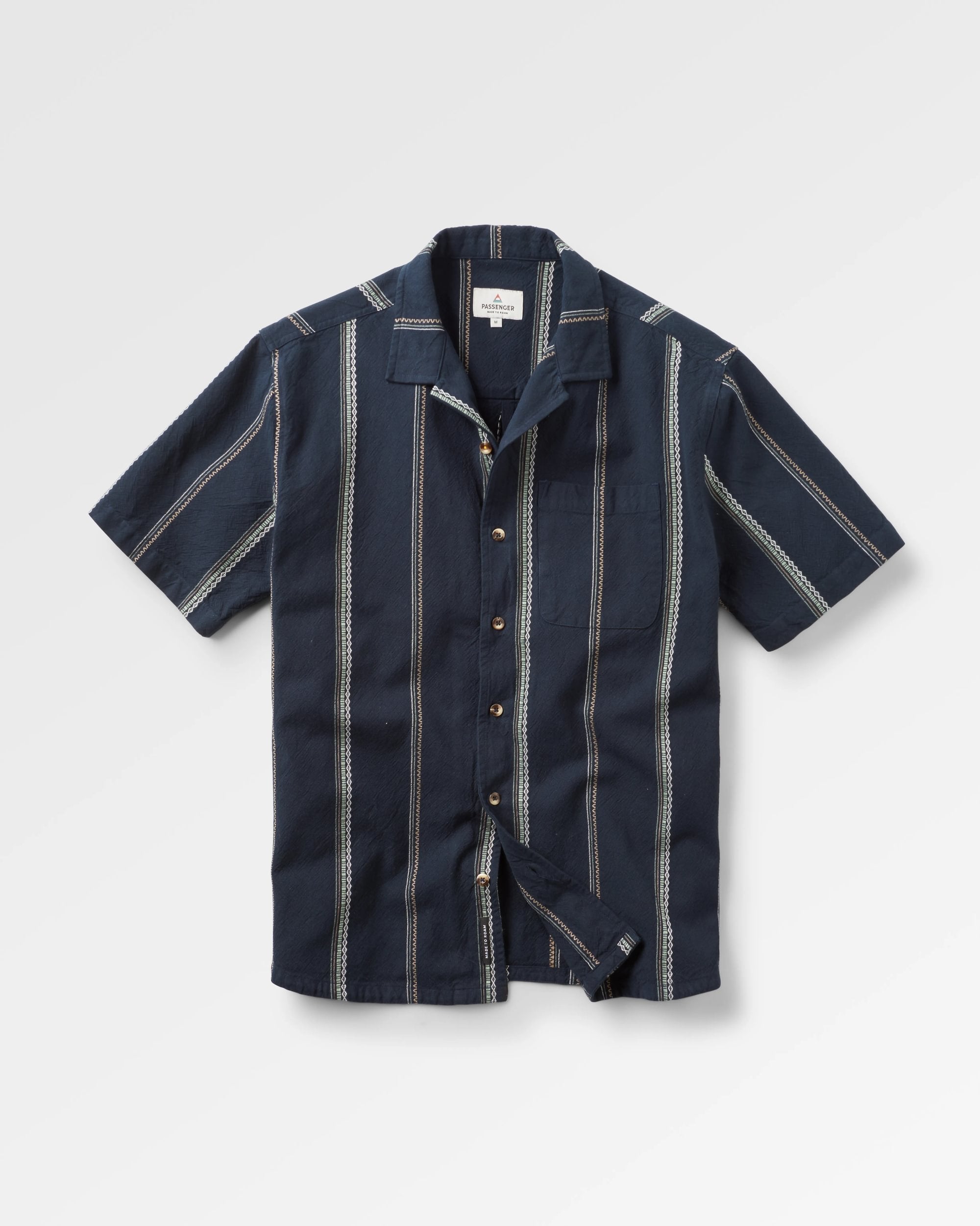 Cove Organic Cotton Short Sleeve Shirt Deep Navy Jacquard Stripe – Passenger