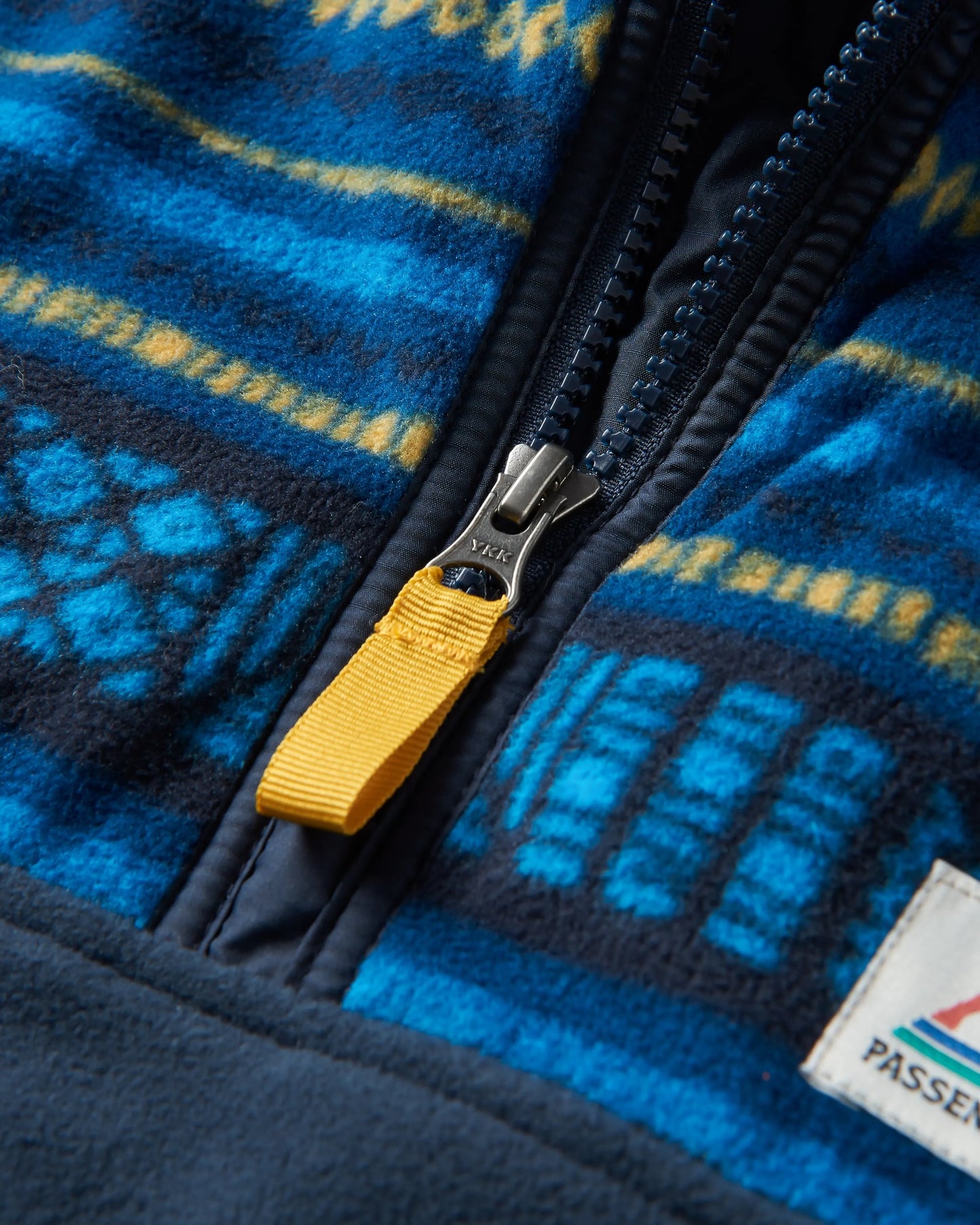 Set Off Recycled Polar 1/4 Zip Fleece - Patchwork Stripe Tidal Blue/ Deep Navy