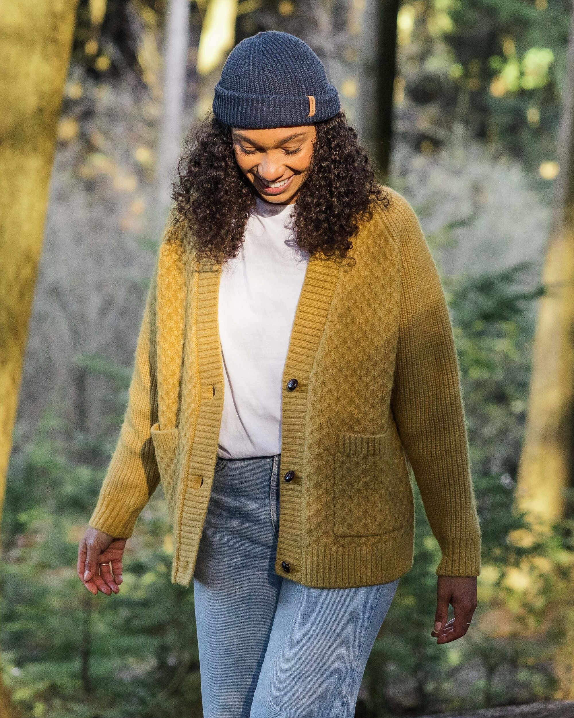 Homey Recycled Knitted Cable Cardigan Mustard Gold – Passenger