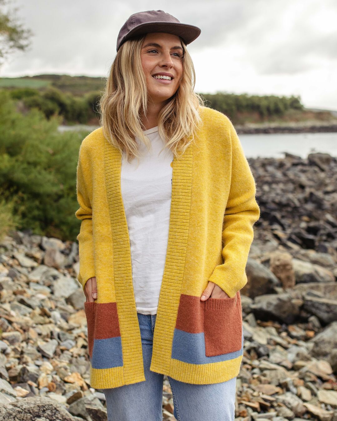Vista Recycled Knitted Cardigan Amber Gold – Passenger