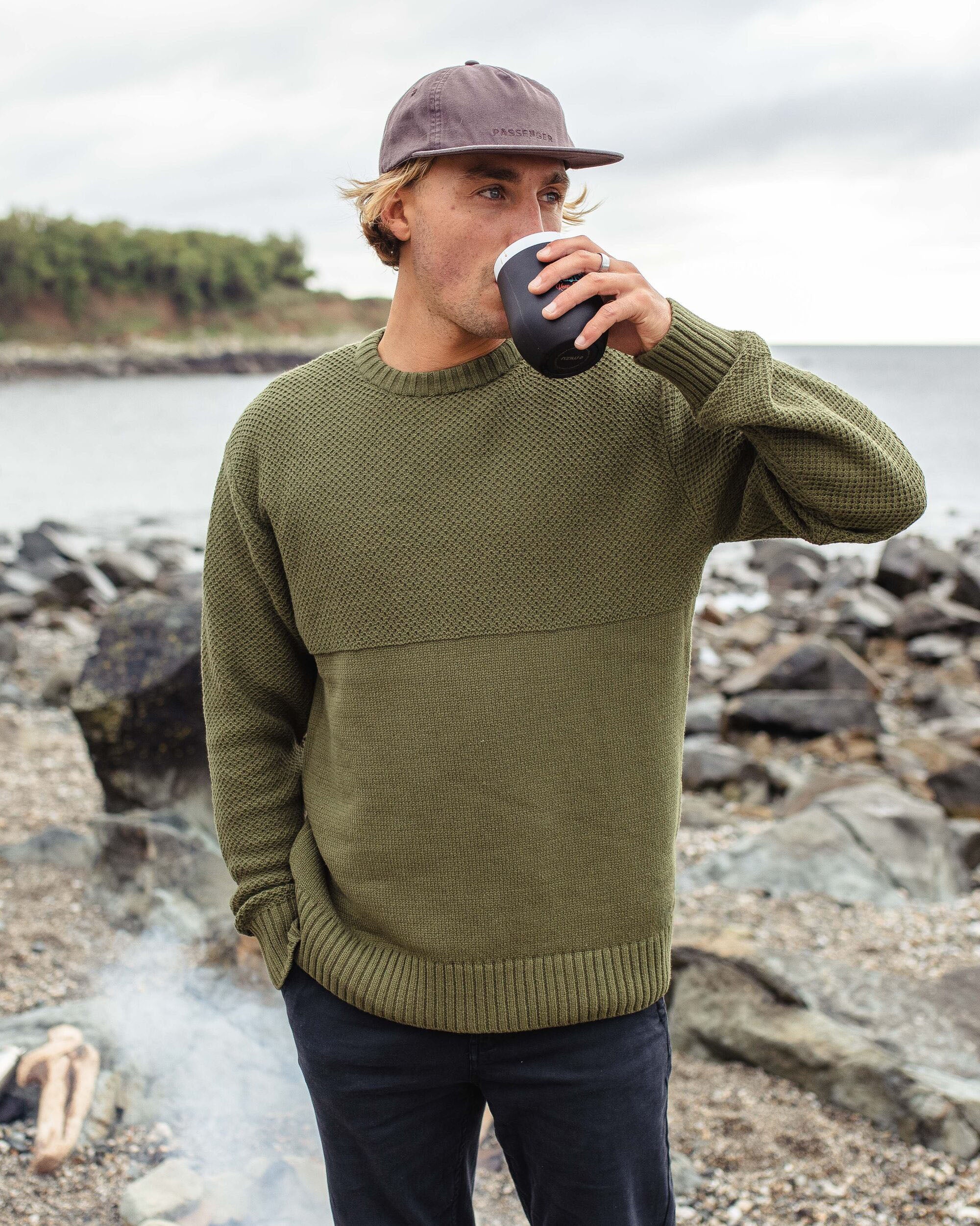 Swell Knitted Jumper Khaki Passenger