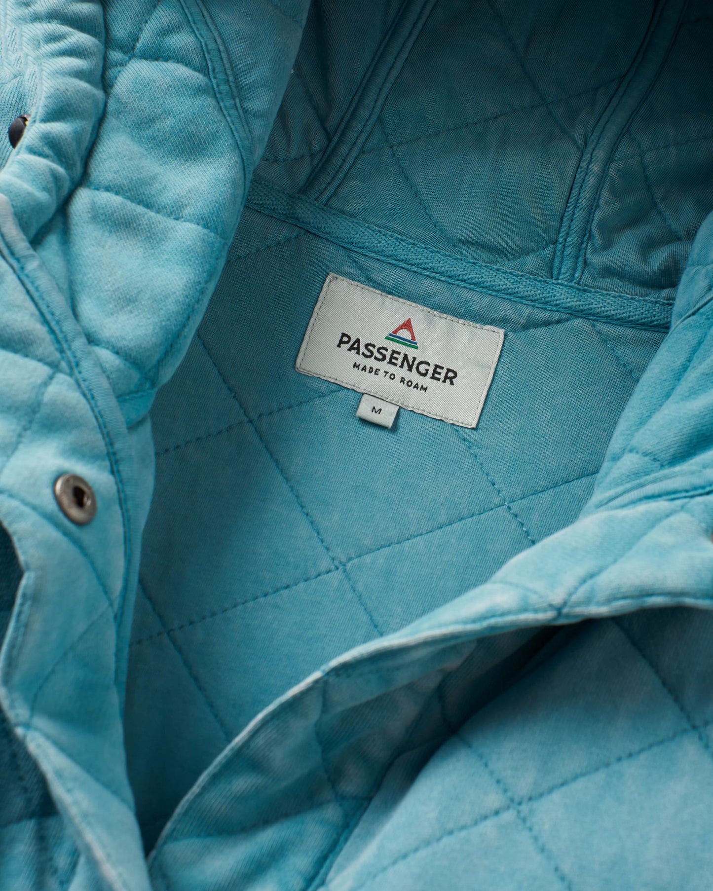 Clementine Recycled Quilted Popper Up Hoodie - Blue Pool