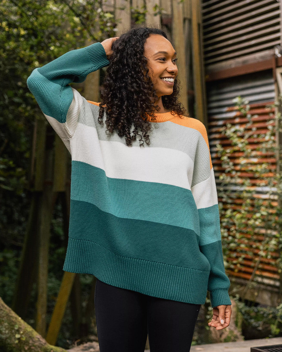 Moments Organic Oversized Knitted Jumper Multi Stripe Passenger