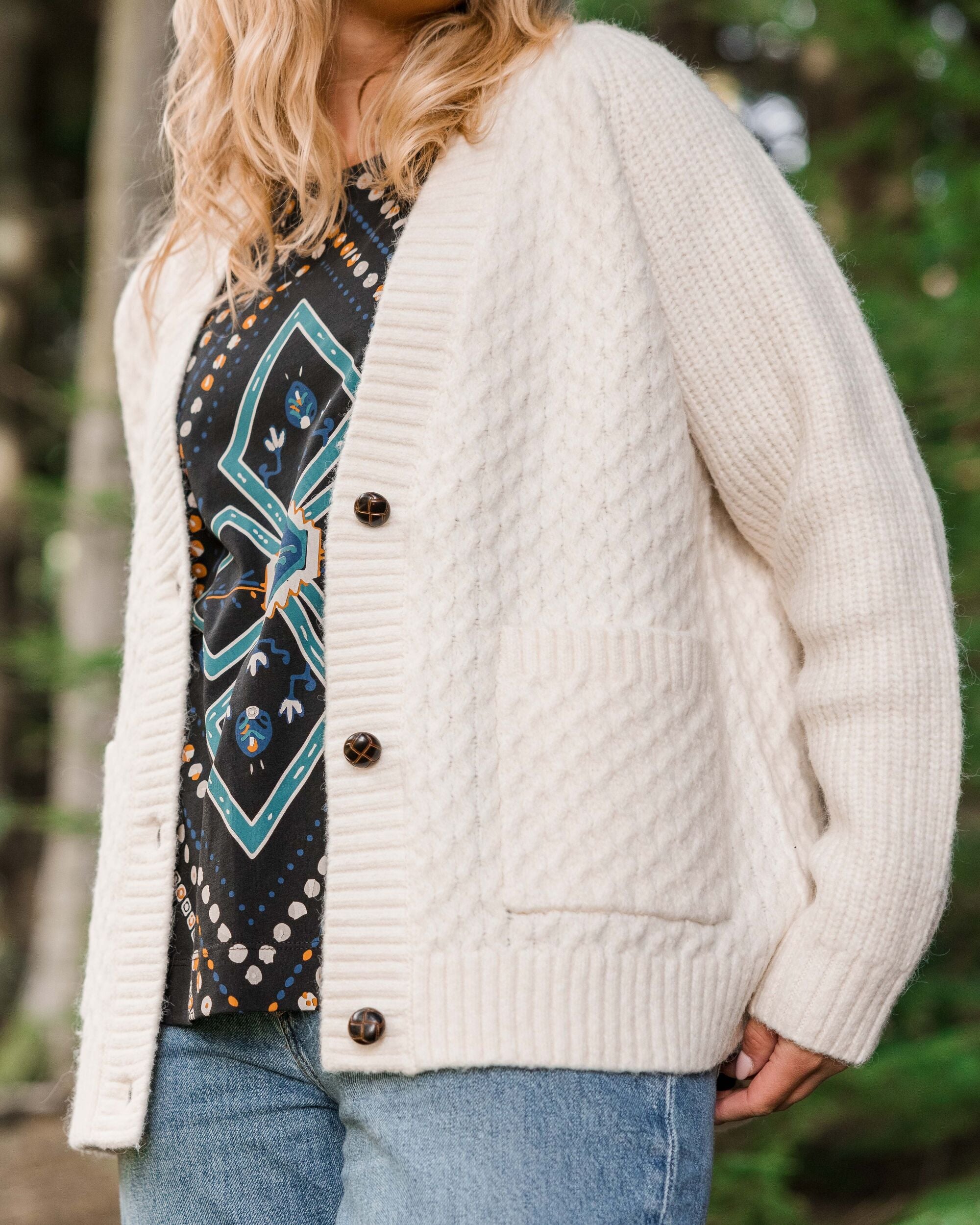 Homey Recycled Knitted Cable Cardigan Off White – Passenger