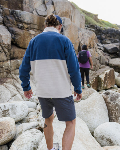 Overlook Recycled Grid Polar Fleece - Dark Denim/Pebble Grey