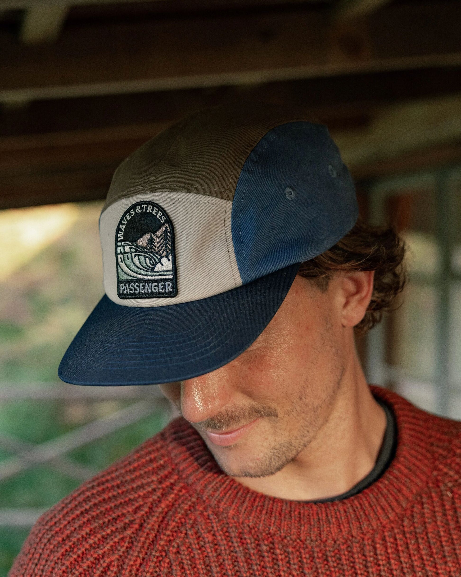 Male_Waves & Trees Recycled 5 Panel Cap - Moonlight Blue