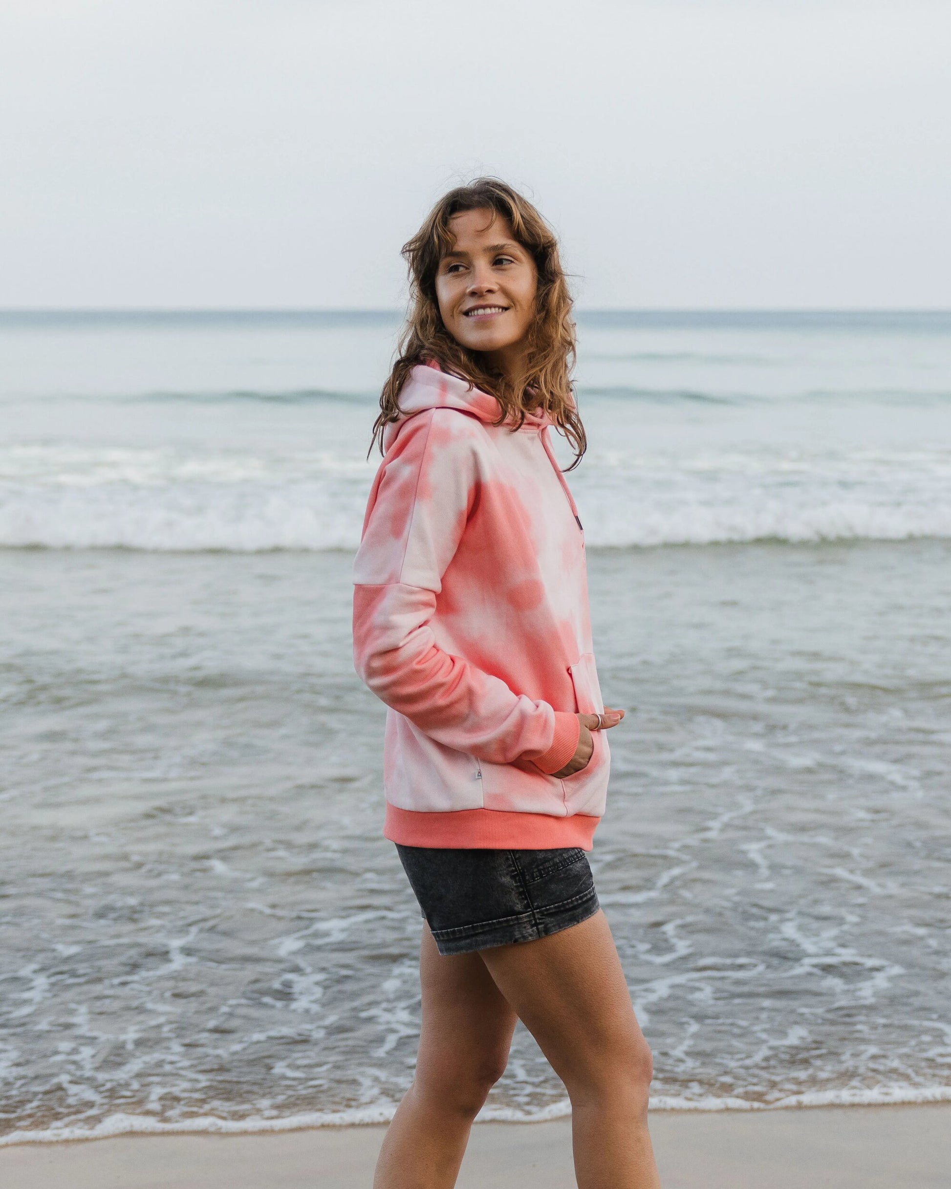 Rediscover Printed Hoodie - Tie Dye Shell Pink