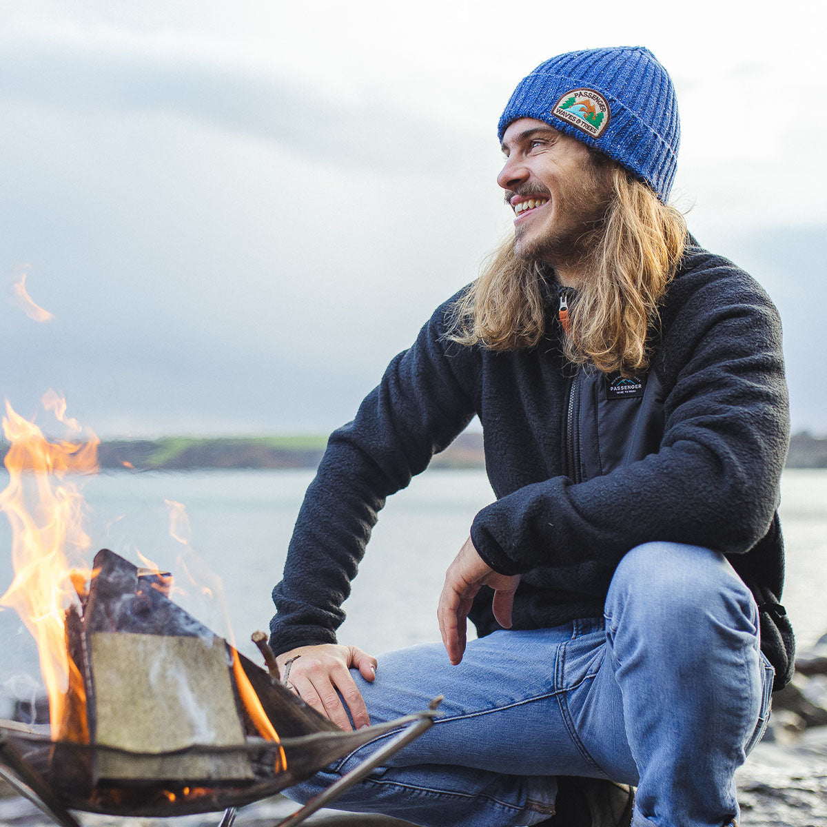 Male_Katira Rib Knit Beanie - Blue Coral