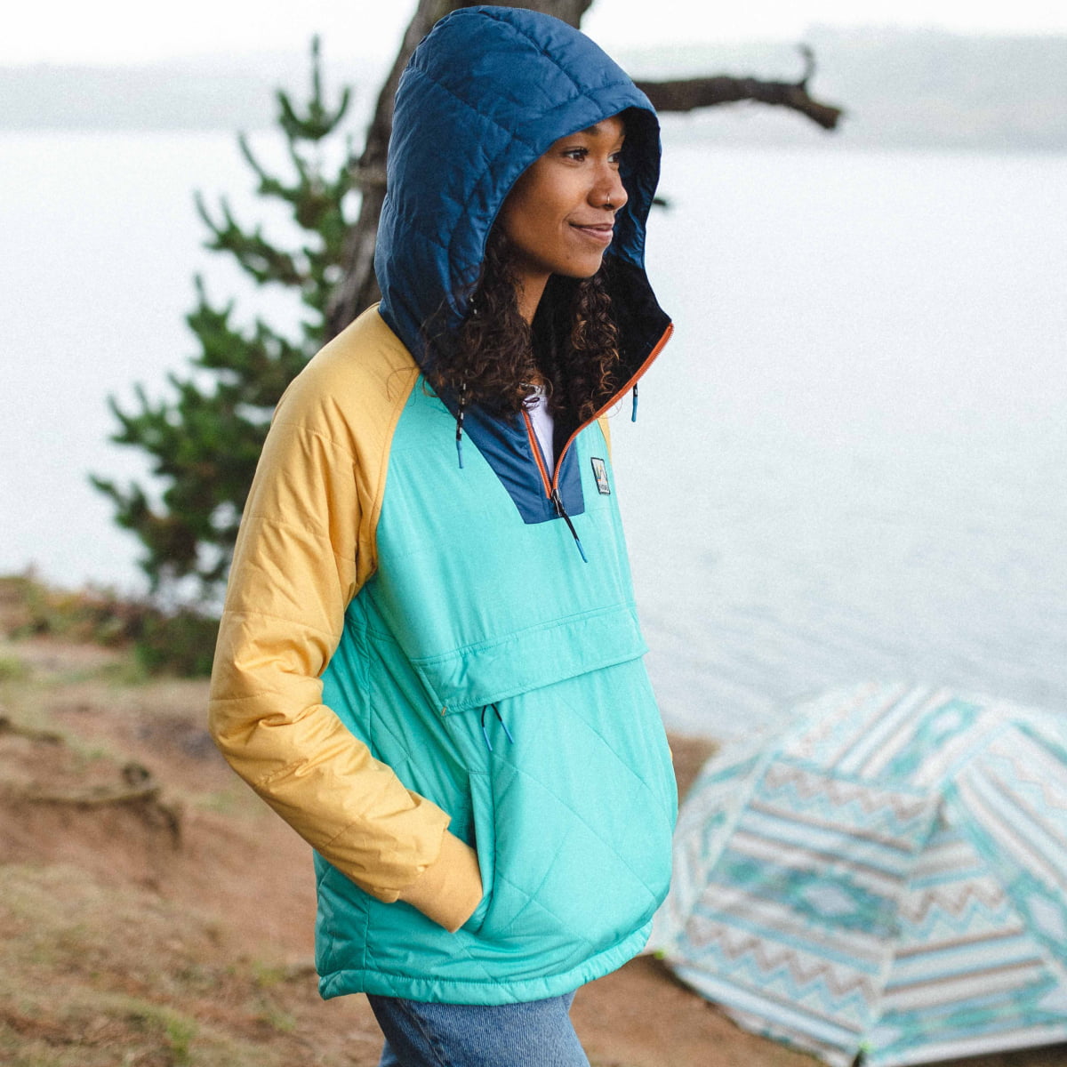 Blue anorak jacket women's sale