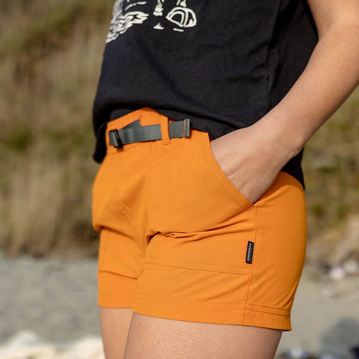 Orange cargo 2025 shorts womens