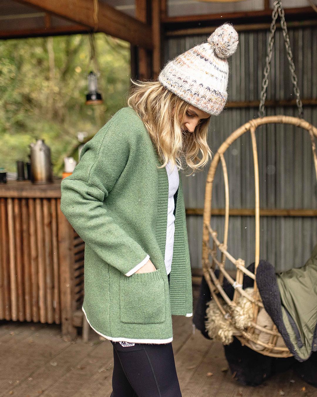 Khaki sale knit cardigan