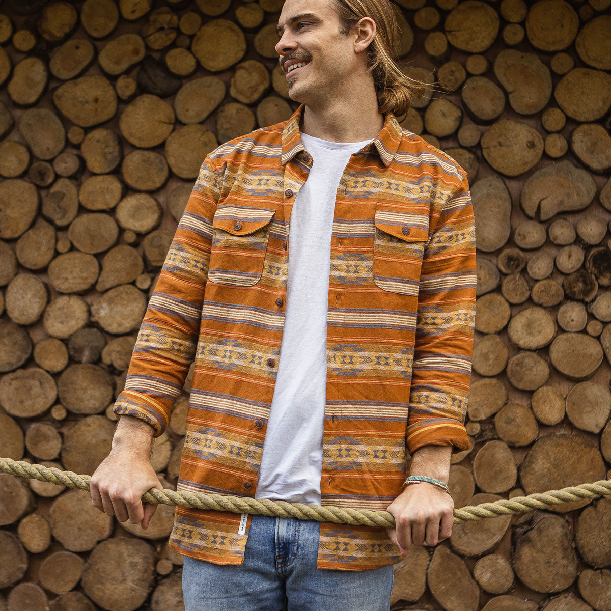 Cabin Jacquard Organic Shirt - Glazed Ginger Pattern