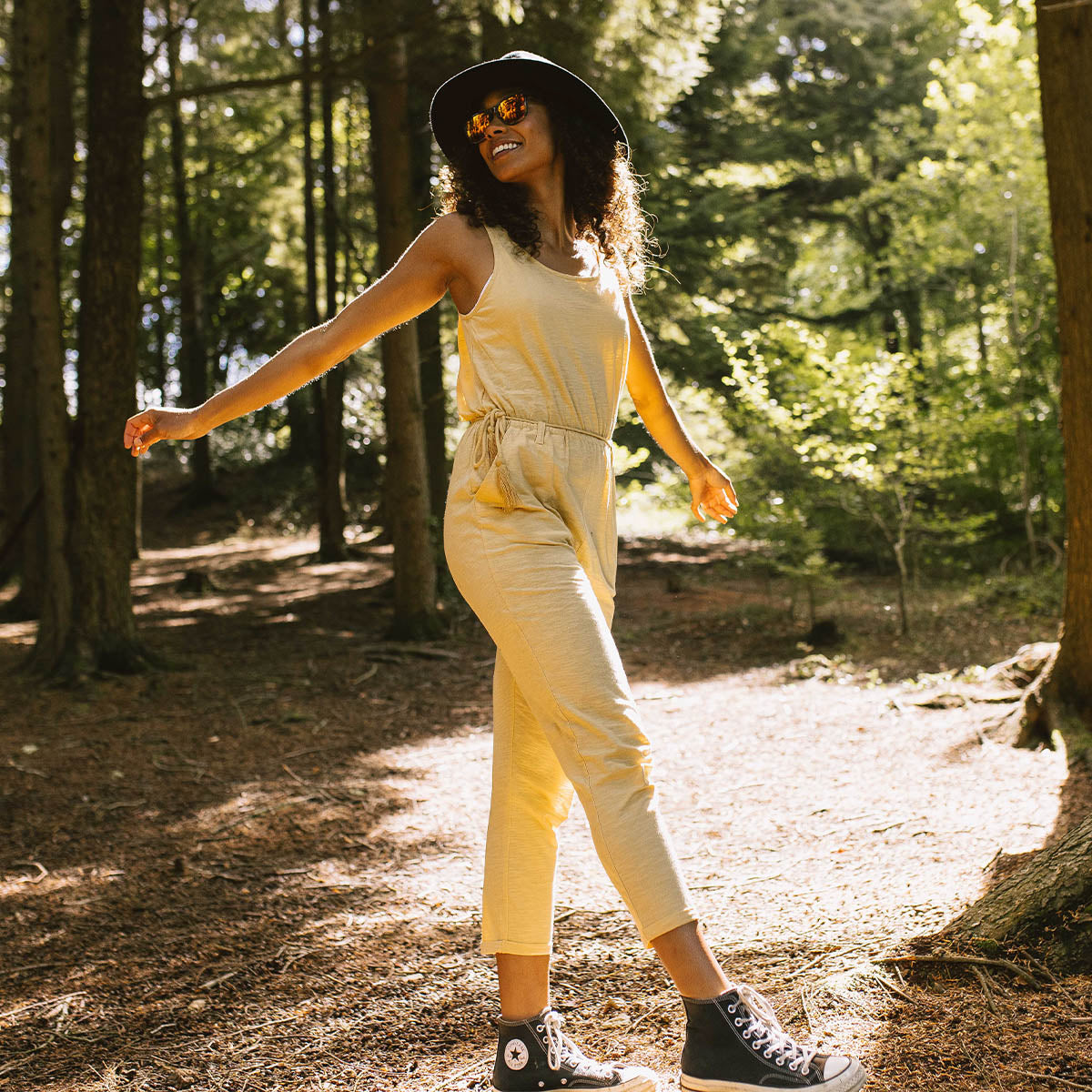 Yellow cotton sale jumpsuit