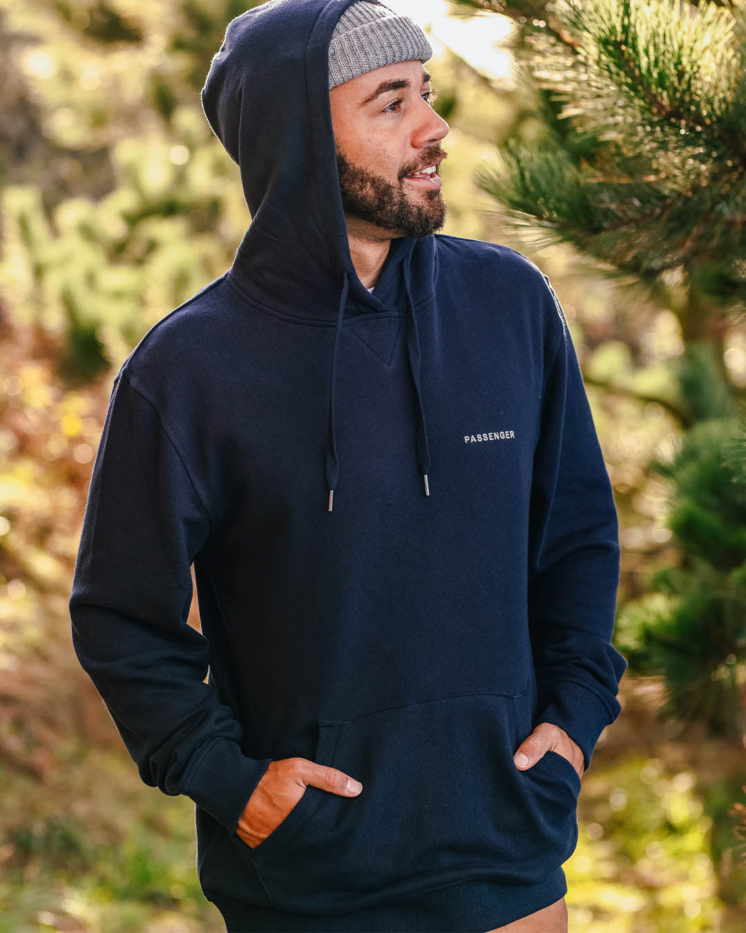 Dream Hoodie 5.0 store - Men's (Navy) / travel hoodie/ travel clothes/ premium cotton/ sleep mask/ airport clothing/ sleek hoodie