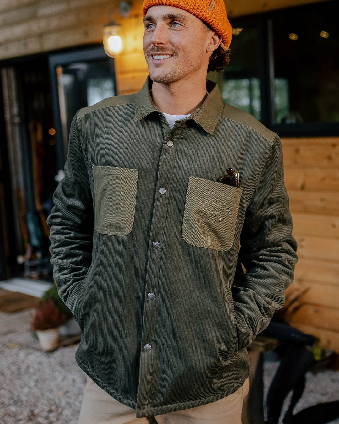 Kodiak Sherpa Lined Cord Overshirt - Dusty Olive