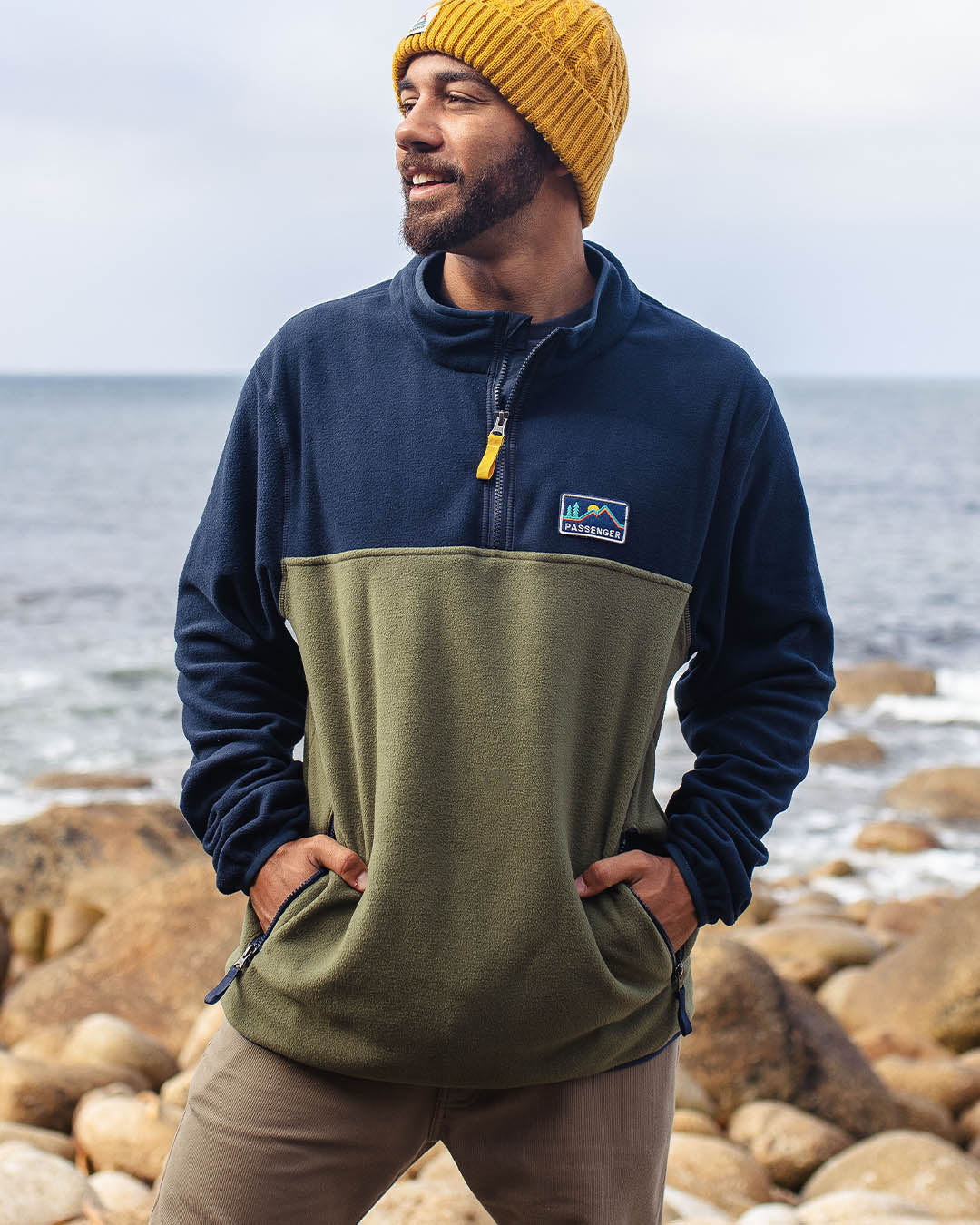 Blue zip online fleece