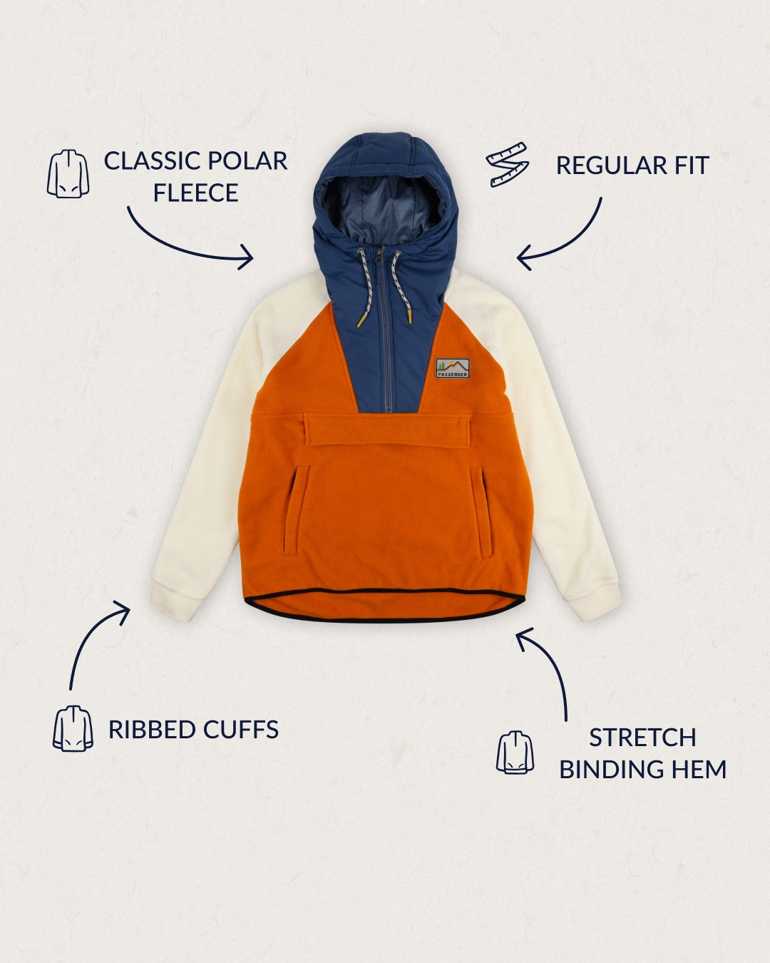 Alexander Recycled Polar Hooded Fleece - Sunrise Orange