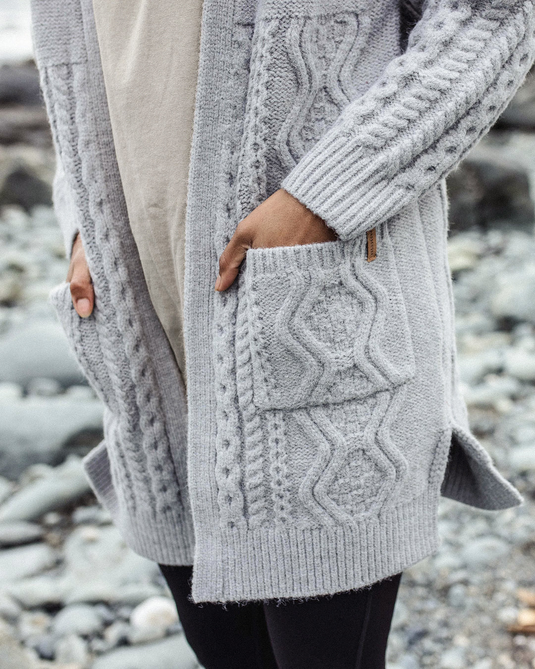 Grey knitted cardigan on sale womens